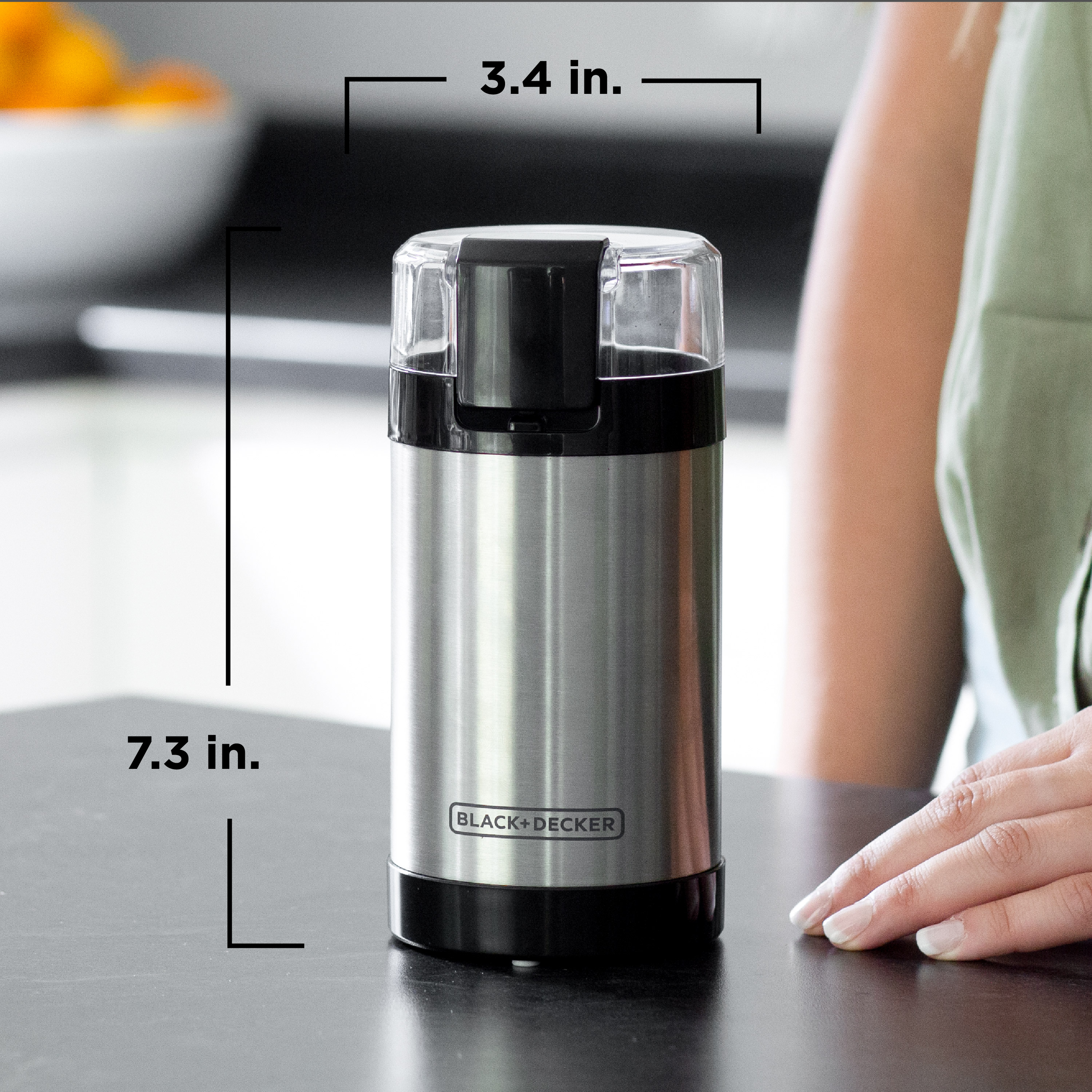 Coffee Grinder One Touch Push Button Control Stainless Steel